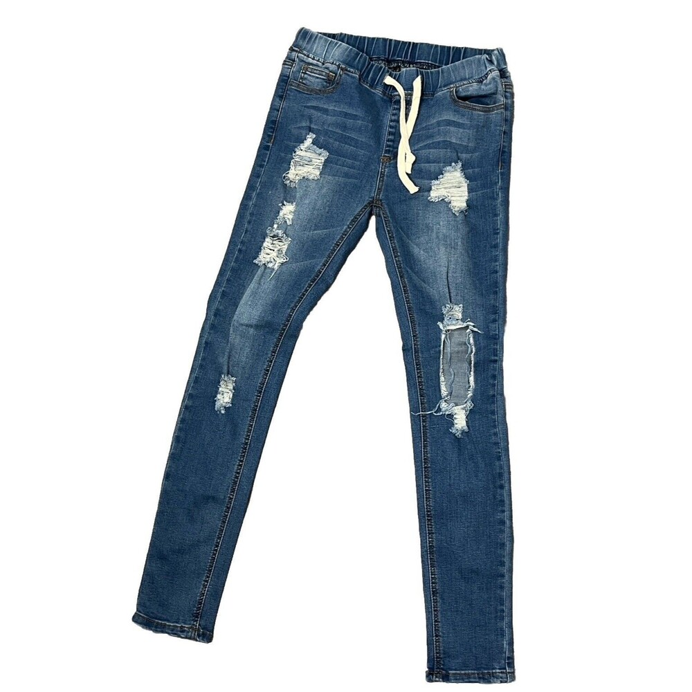 American Bazi Jeans Skinny Jogger‎ Distressed Drawstring Stretch Medium Punk Sk8